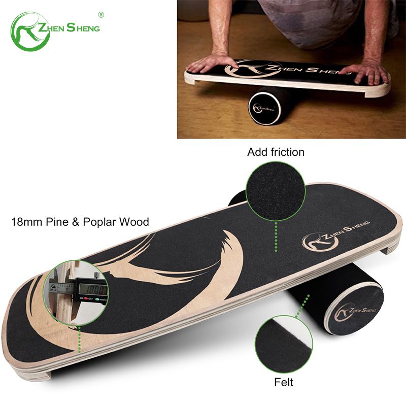 Wooden Rectangle Professional Wobble Roller Trainer Surf Balance Board 1.0