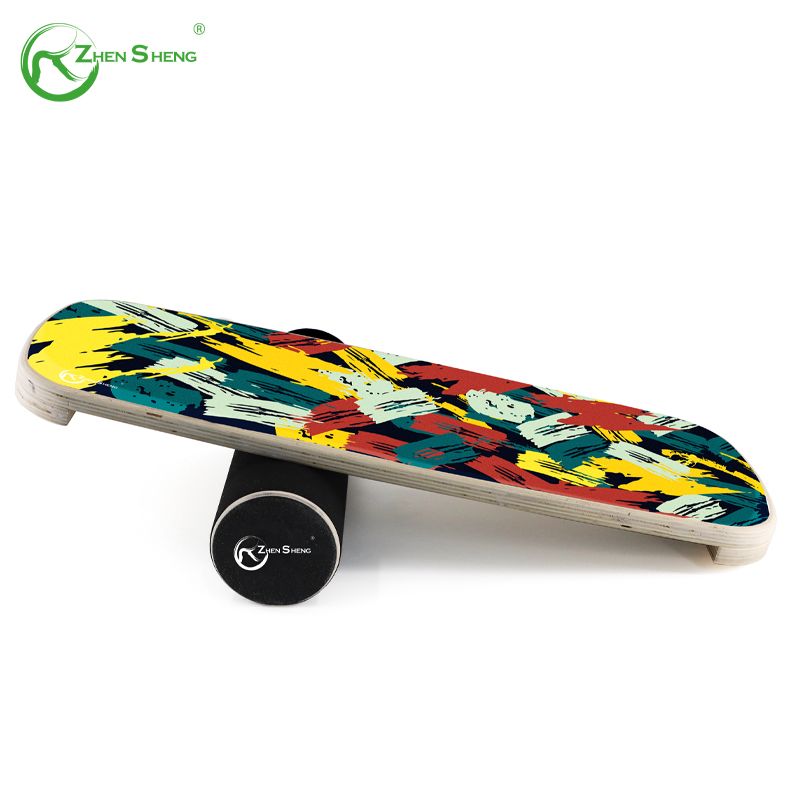 Wooden Rectangle Professional Wobble Roller Trainer Surf Balance Board 1.0